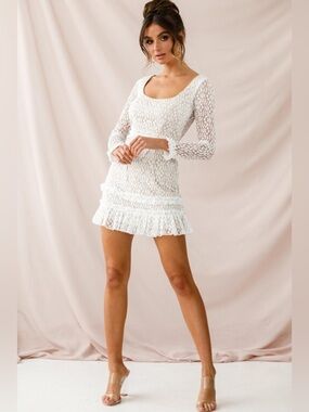 Selfie Leslie Lace Birkin Long Sleeve Sheath Dress Size Small